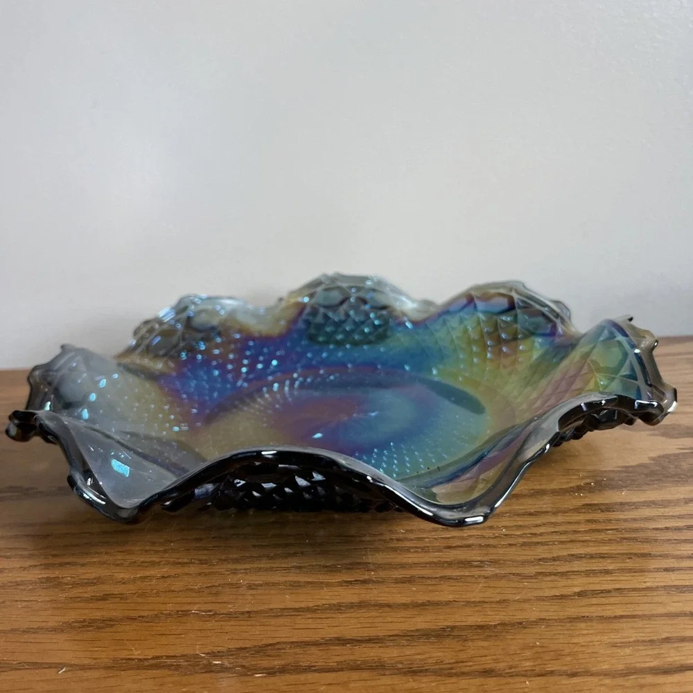 Vintage Indiana Blue Carnival Glass 10